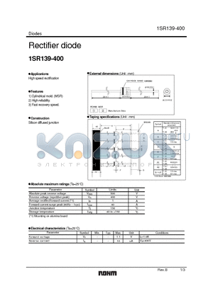 1SR139-400 datasheet - Rectifier diode