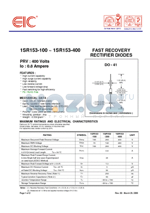 1SR153-200 datasheet - FAST RECOVERY RECTIFIER DIODES
