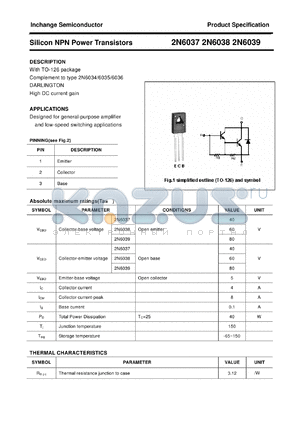2N6039 datasheet - Silicon NPN Power Transistors