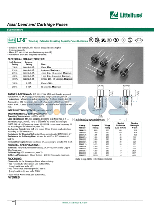 0664001. datasheet - Axial Lead and Cartridge Fuses - Subminiature