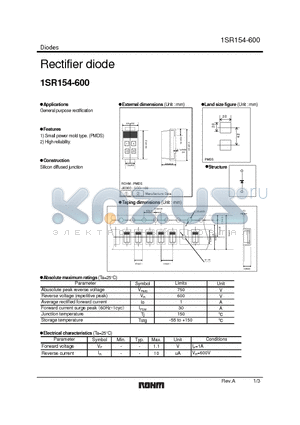 1SR154-600 datasheet - Rectifier diode