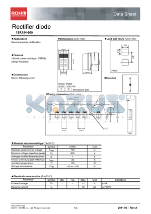 1SR154-600 datasheet - Rectifier diode