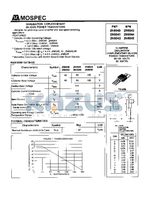 2N6042 datasheet - POWER TRANSISTORS(10A,80W)