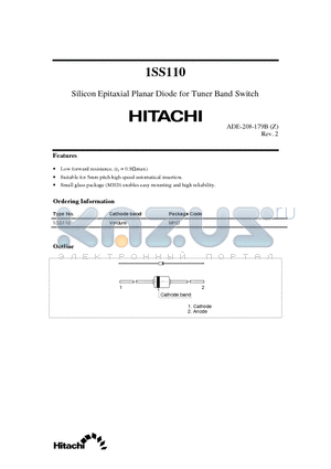 1SS110 datasheet - Silicon Epitaxial Planar Diode for Tuner Band Switch