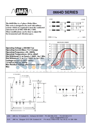 0664D datasheet - The 664D filter is a 3 phase (Delta) filter. This series is designed to be used with military system