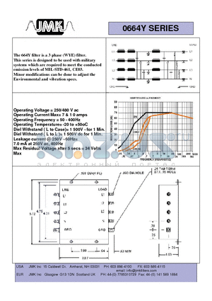 0664Y datasheet - The 664Y filter is a 3 phase (WYE) filter.