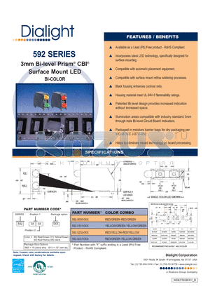 592-0000-002 datasheet - 3mm Bi-level Prism CBI Surface Mount LED BI-COLOR