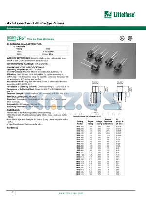 0665.250 datasheet - Axial Lead and Cartridge Fuses - Subminiature