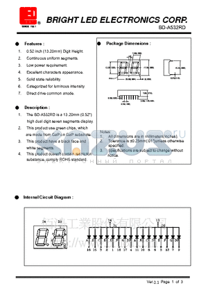 BD-A532RD datasheet - green chips, which are made from GaP on GaP substrate