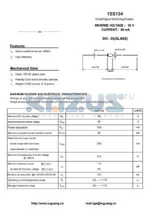 1SS134 datasheet - Small Signal Switching Diodes