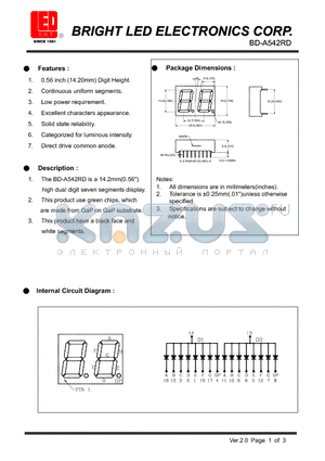 BD-A542RD datasheet - green chips, which are made from GaP on GaP substrate.