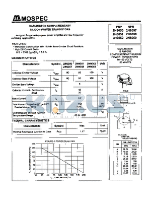 2N6050 datasheet - POWER TRANSISTORS(12A,150W)