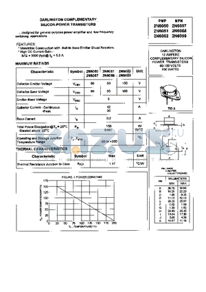 2N6050 datasheet - DARLINGTON COMPLEMENTARY SILICON-POWER TRANSISTORS