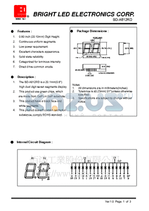 BD-A812RD datasheet - green chips, which are made from GaP on GaP substrate