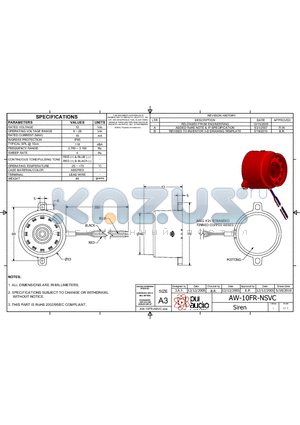 AW-10FR-NSVC datasheet - Siren