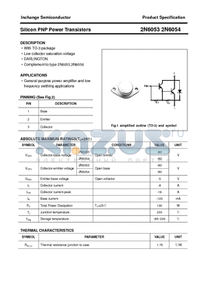 2N6054 datasheet - Silicon PNP Power Transistors