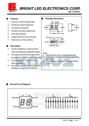 BD-C304ND datasheet - hi-eff red chips, which are made from GaAsP on GaP substrate