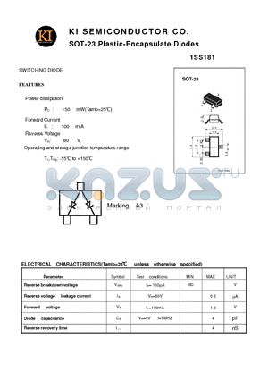 1SS181 datasheet - SOT-23 Plastic-Encapsulate Diodes