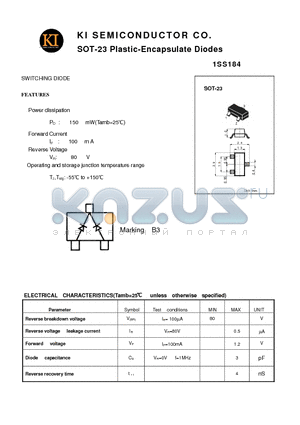 1SS184 datasheet - SOT-23 Plastic-Encapsulate Diodes
