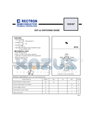 1SS187 datasheet - SOT-23 SWITCHING DIODE