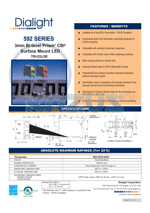 592-3535-002 datasheet - 3mm Bi-level Prism CBI Surface Mount LED TRI-COLOR