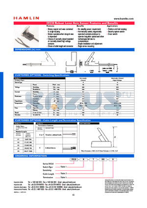 59230-4-T-03-A datasheet - Robust Lever Arm Sensor Features and Benefits