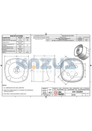 AW-30SBW datasheet - Siren