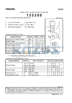 1SS200 datasheet - DIODE (ULTRA HIGH SPEED SWITCHING APPLICATION)