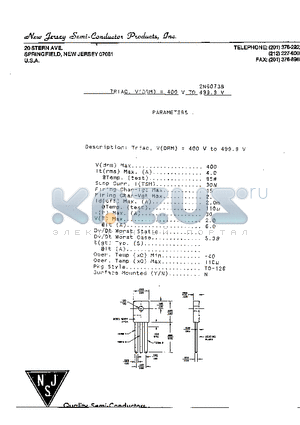 2N6073B datasheet - TRIAC, V(DRM) = 400V TO 499.9V