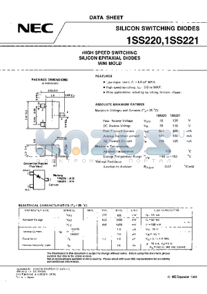 1SS221 datasheet - SILICON SWITCHING DIODES