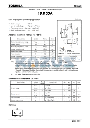 1SS226 datasheet - Ultra High Speed Switching Application