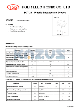 1SS226 datasheet - SOT-23 Plastic-Encapsulate Diodes