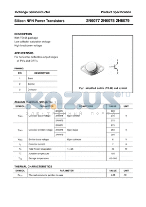 2N6077 datasheet - Silicon NPN Power Transistors