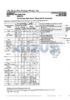 2N6079 datasheet - HIGH-VOLTAGE, HIGH-POWER SILICON N-P-N TRANSISTOR