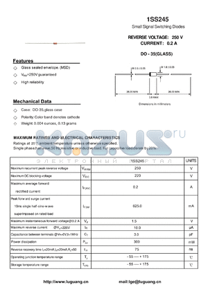 1SS245 datasheet - Small Signal Switching Diodes