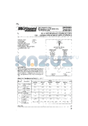 2N6080 datasheet - RF & MICROWAVE TRANSISTORS 130... 230 MHZ FM MODULE APPLICATIONS