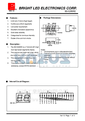 BD-E285RE datasheet - bright red chips, which are made from GaP on GaP substrate