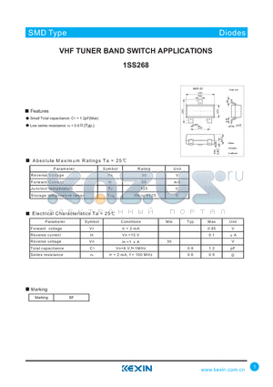 1SS268 datasheet - VHF TUNER BAND SWITCH APPLICATIONS