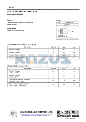 1SS270 datasheet - SILICON EPITAXIAL PLANAR DIODE