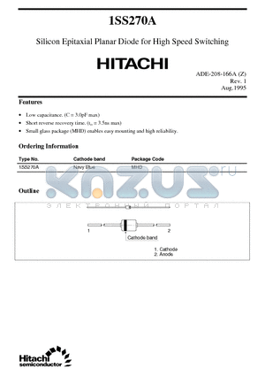 1SS270A datasheet - Silicon Epitaxial Planar Diode for High Speed Switching