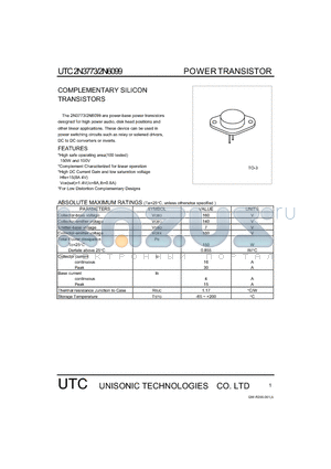 2N6099 datasheet - COMPLEMENTARY SILICON TRANSISTORS