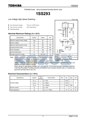 1SS293 datasheet - Low Voltage High Speed Switching