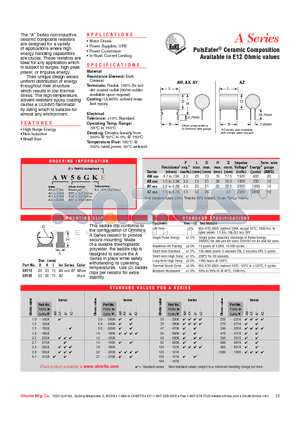 AW56GKE datasheet - PulsEater Ceramic Composition Available in E12 Ohmic values