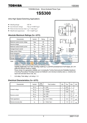 1SS300 datasheet - Ultra High Speed Switching Applications