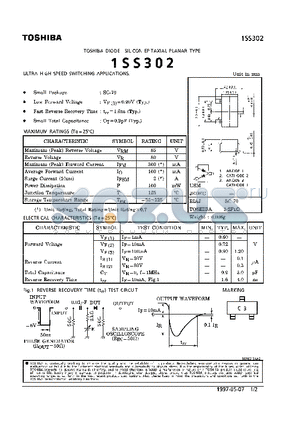 1SS302 datasheet - DIODE (ULTRA HIGH SPEED SWITCHING APPLICATIONS)