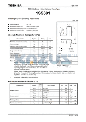 1SS301 datasheet - Ultra High Speed Switching Applications