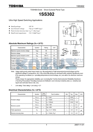 1SS302_07 datasheet - Ultra High Speed Switching Applications
