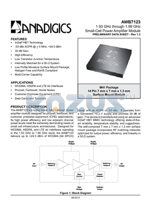 AWB7123HM41P8 datasheet - 1.93 GHz through 1.99 GHz Small-Cell Power Amplifier Module