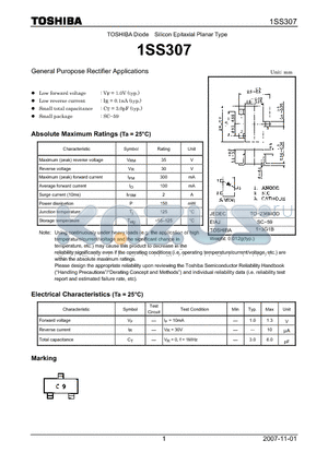 1SS307_07 datasheet - General Puropose Rectifier Applications