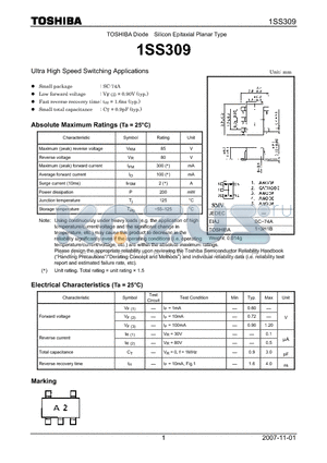 1SS309_07 datasheet - Ultra High Speed Switching Applications